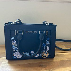 Michael Kors Dillon Floral Saffiano Navy Crossbody Bag